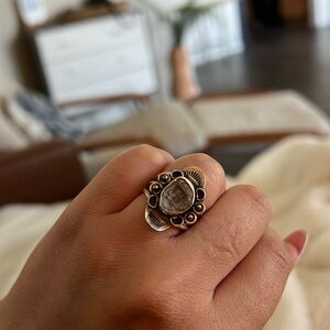 herkimer diamond ring 925 silver size 5.5